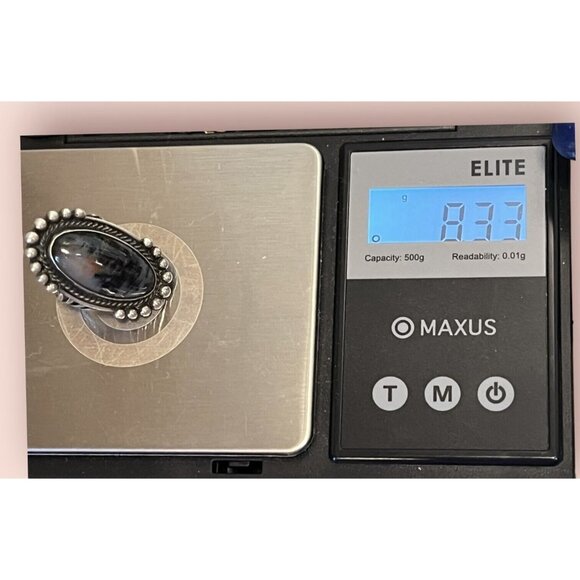 *Sunset In Forest* VTG Native American Sterling Silver Picture Agate Ring 3.25 - Picture 10 of 10